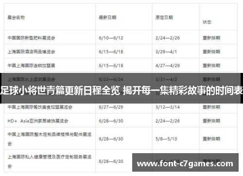 足球小将世青篇更新日程全览 揭开每一集精彩故事的时间表 足球小将世青篇更新日程全览 揭开每一集精彩故事的时间表